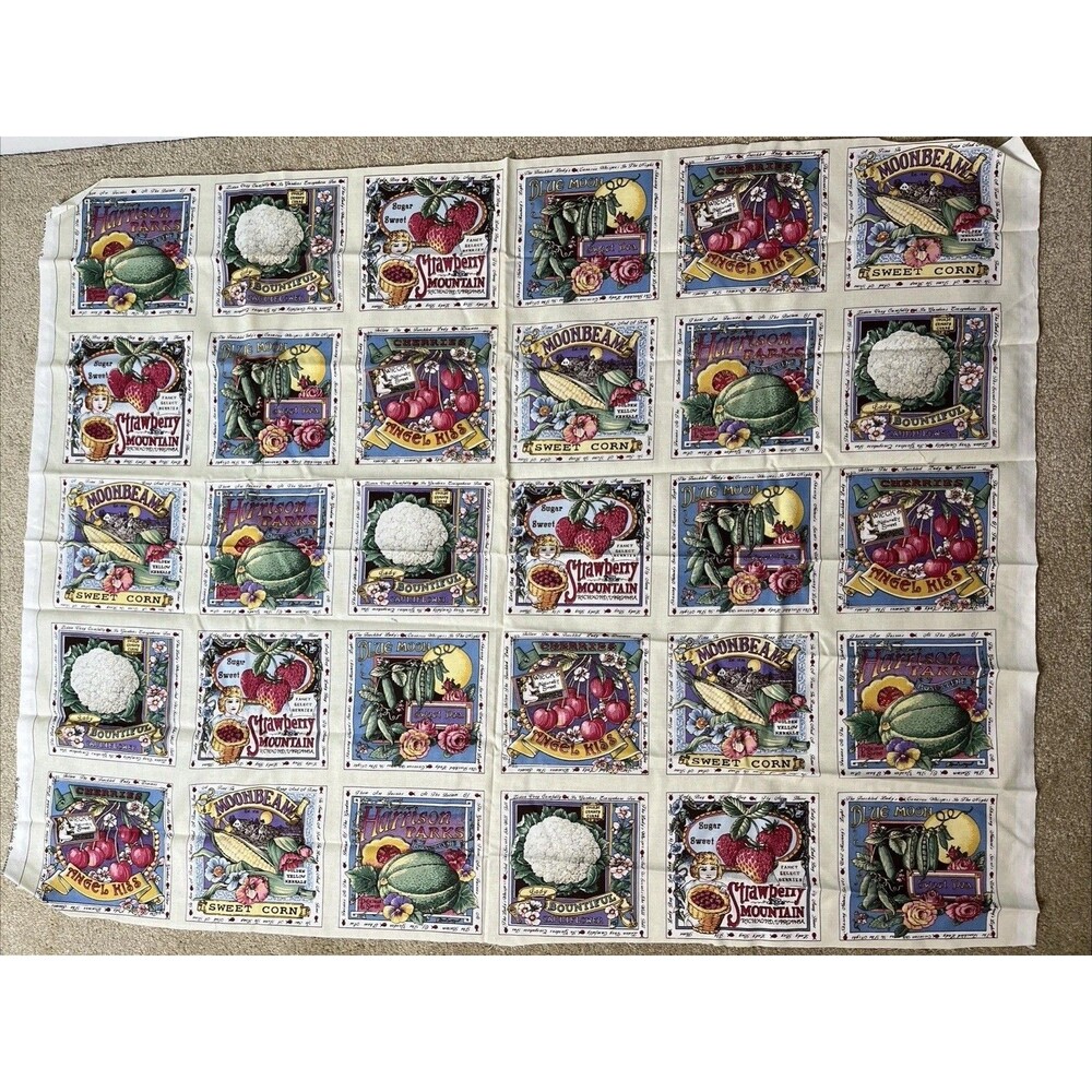 VTG Joan Kessler Secrets of the Garden 30 Blocks Panel Cotton‎ Fabric 35x45" USA